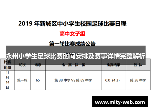 永州小学生足球比赛时间安排及赛事详情完整解析